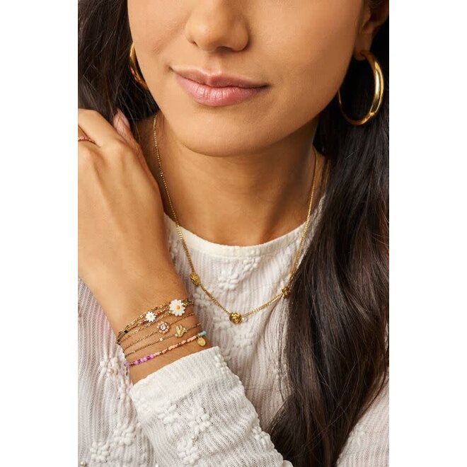 Botanical elastieken armband met multikleur kralen