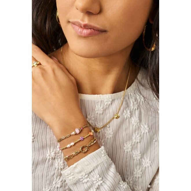 Botanical elastieken armband met bloemen