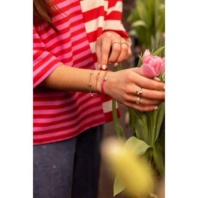 Botanical armband met vier multikleur kralen