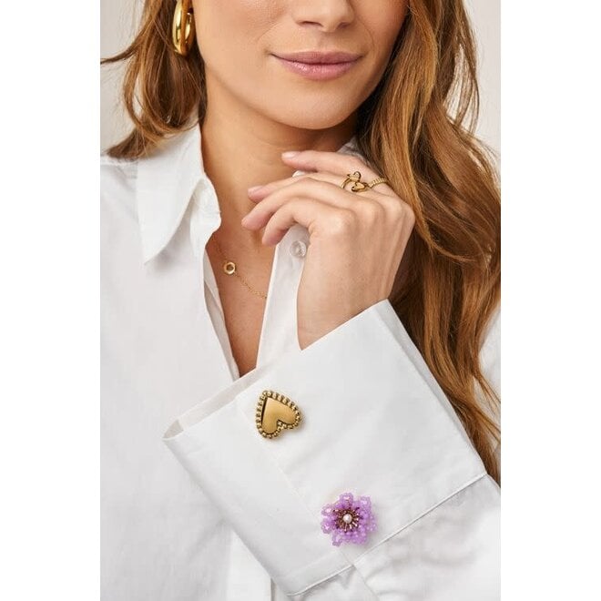 Lila bloemen knopen set