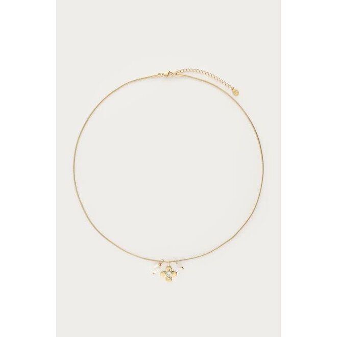 Botanical ketting met bloem en strass steen