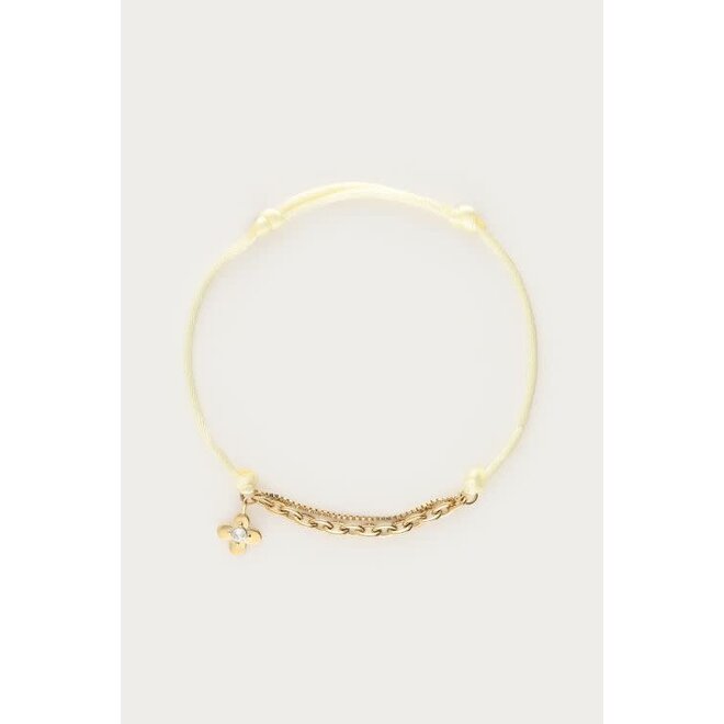 Botanical gele touw armband met bloem