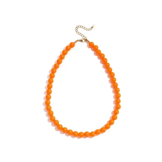 Oranje Ketting met medium kralen-10mm
