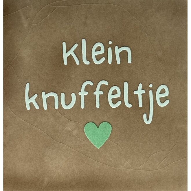 Tegel klein knuffeltje taupe/lichtgroen(mint)