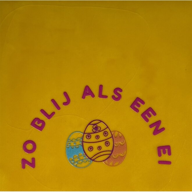 Tegel zo blij als een ei geel/knalroze(multi)