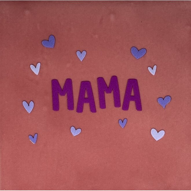 Tegeltje mama (hartjespatroon) nieuw roze/paars(lila tinten)