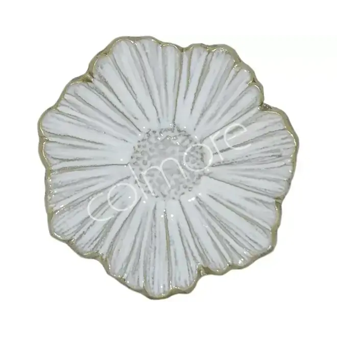 Plate INAYA 15x15x2cm gold w/milky white