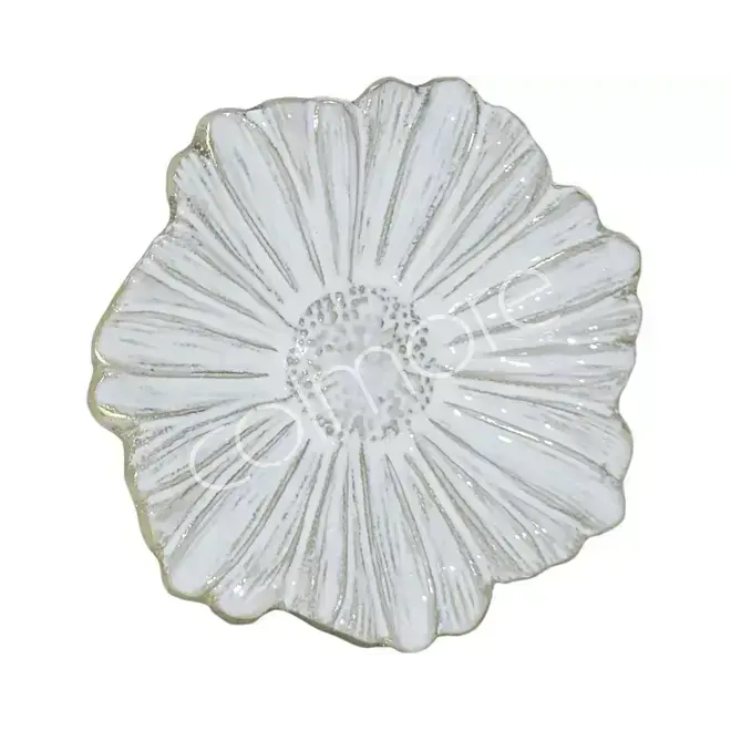 Plate CERA 19x19x3cm gold w/milky white