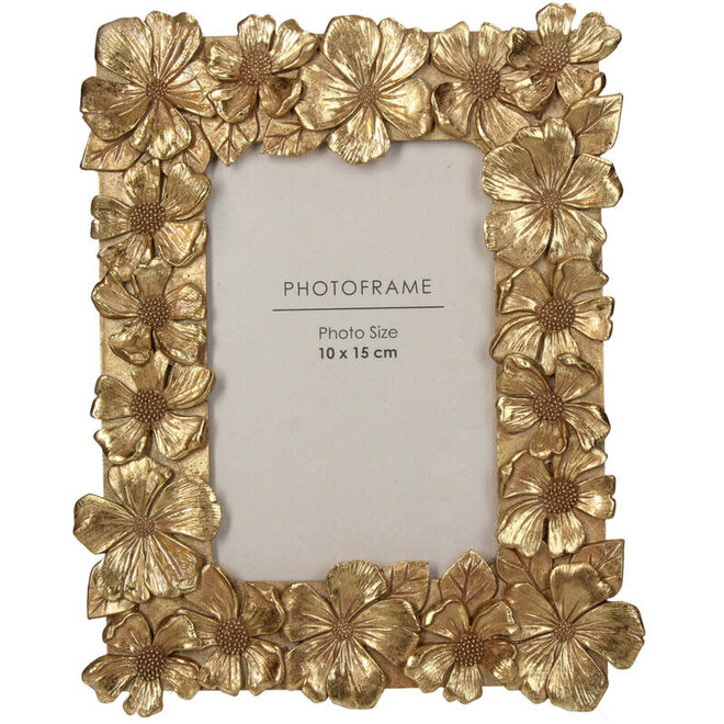 Fotolijst Bloemen Polyresin Goud 10x15cm