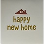 Tegeltje happy new home nieuw creme/goud (taupe)