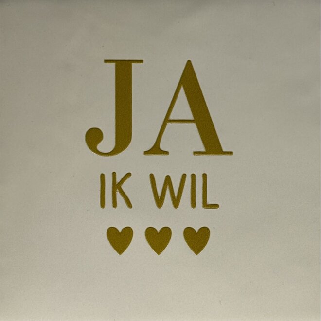 Tegeltje  ja ik wil creme/goud