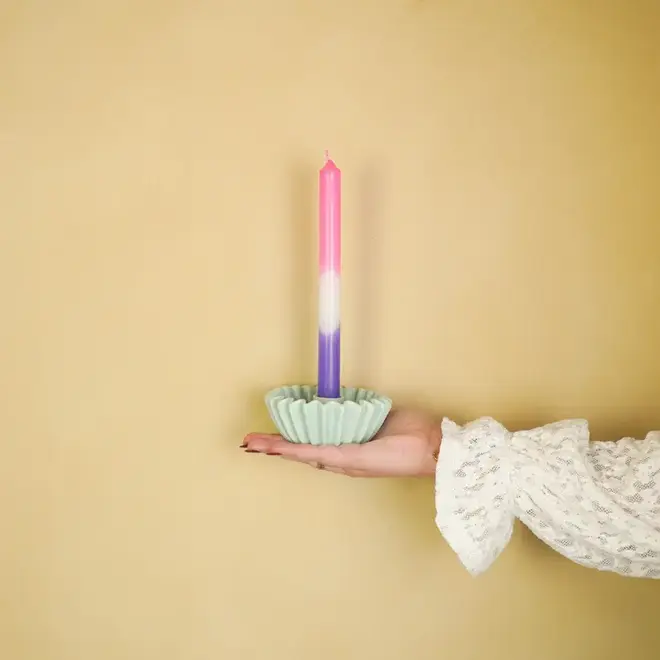 Pleated Candle Holder - Mint -12x12x4,5 cm