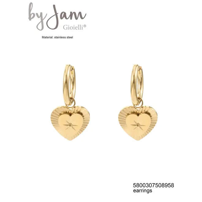 Oorring met statement hart bedel