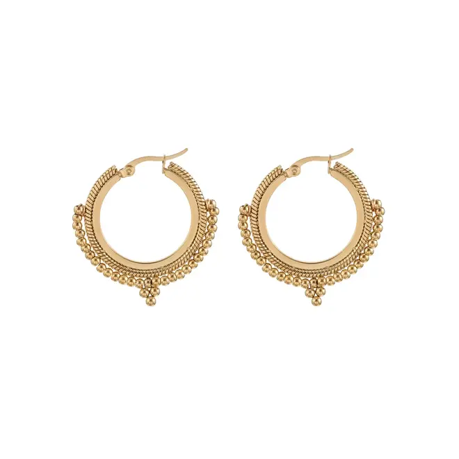Unity triple vormen oorring met balletjes hanger
