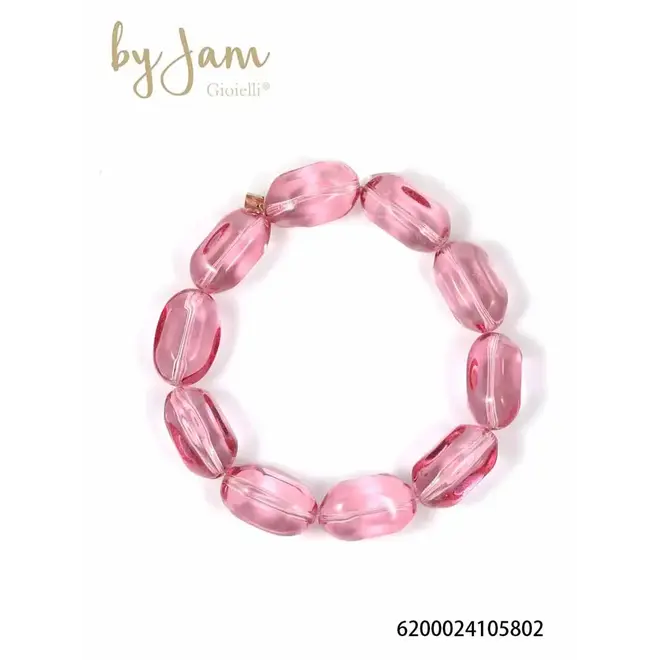 By Jam Kralen armband transparant roze