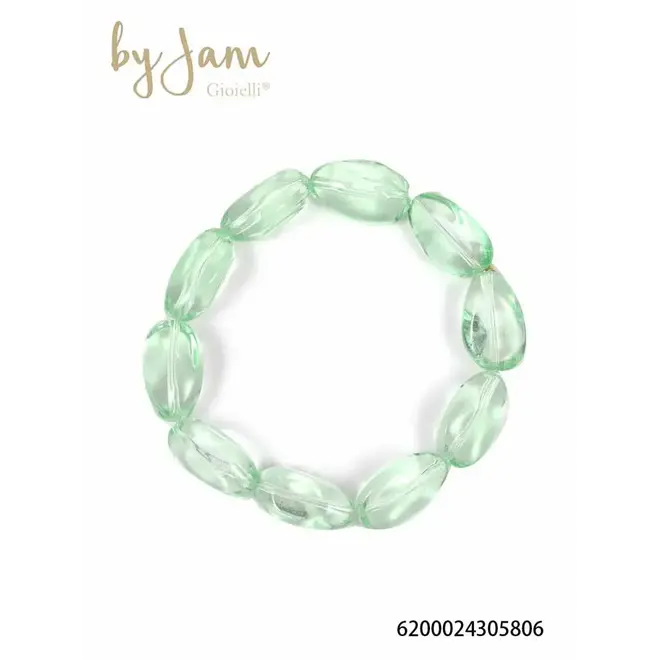 By Jam Kralen armband transparant licht groen