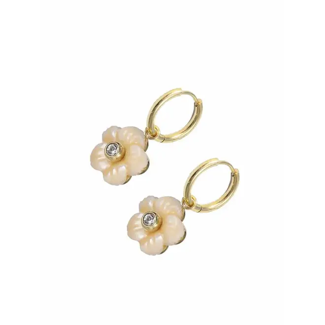 By Jam Oorbellen Bloem beige