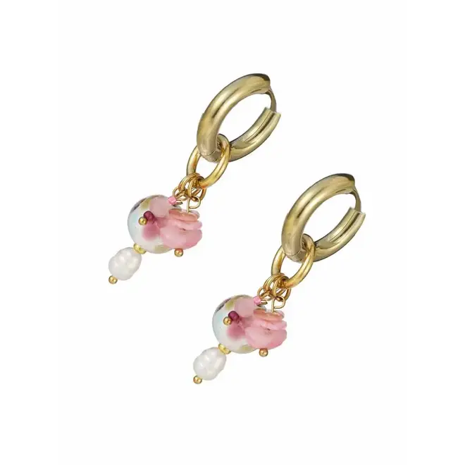 By Jam Oorbellen licht roze kralen