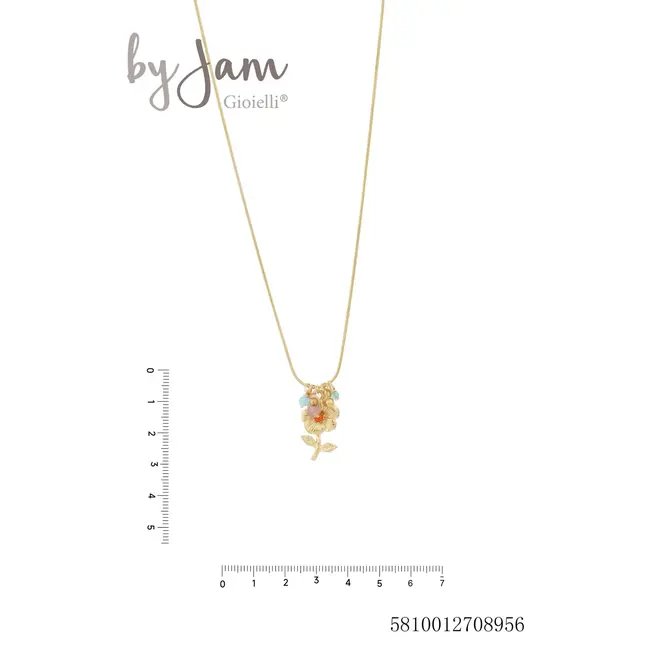 By Jam Gioielli Ketting met bloem en gekleurde kralen