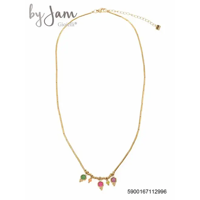 By Jam Gioielli Ketting met bolletjes en gekleurde stenen