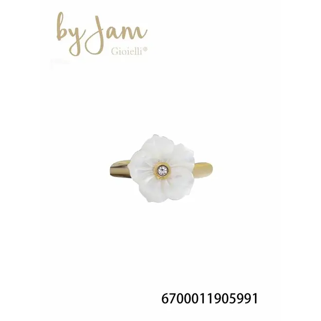 By Jam Ring met witte bloem groot