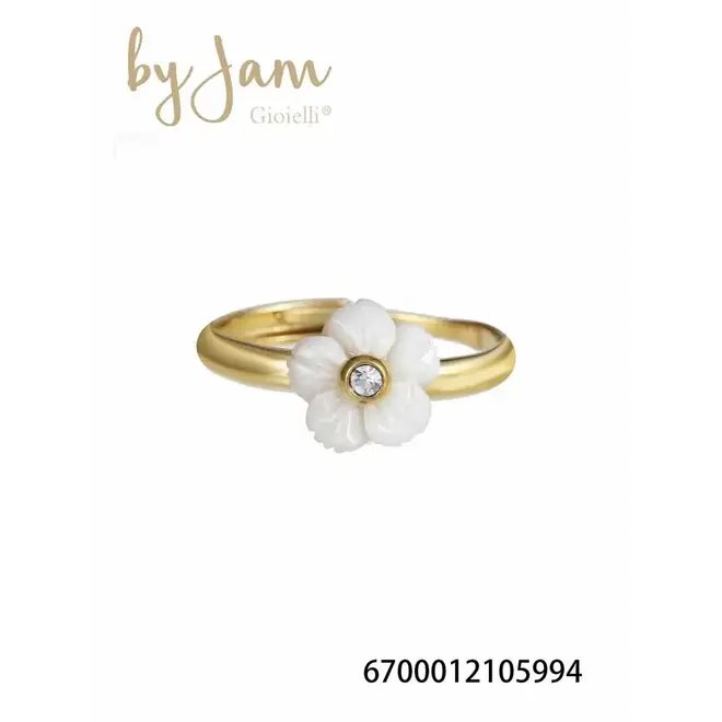 By Jam Ring met witte bloem klein