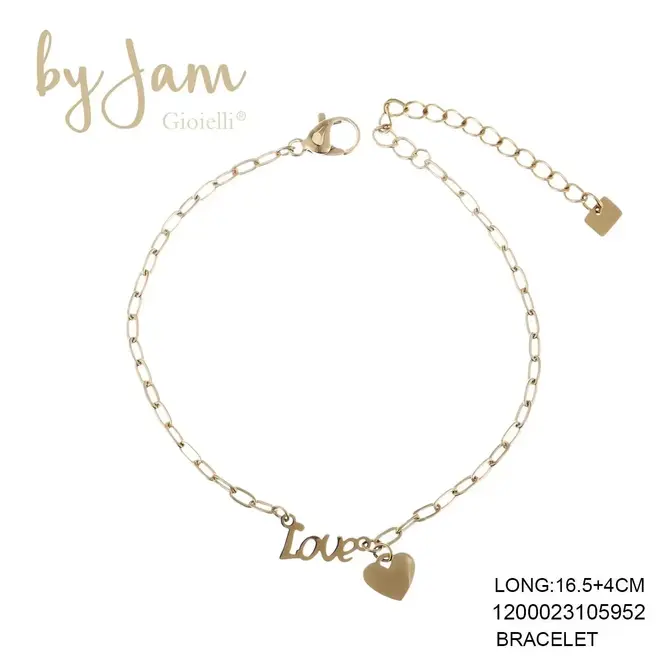 By Jam Armband met love en hart bedel
