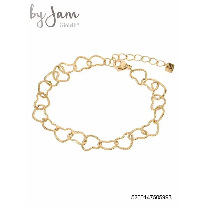 By Jam Armband met hartjes schakels