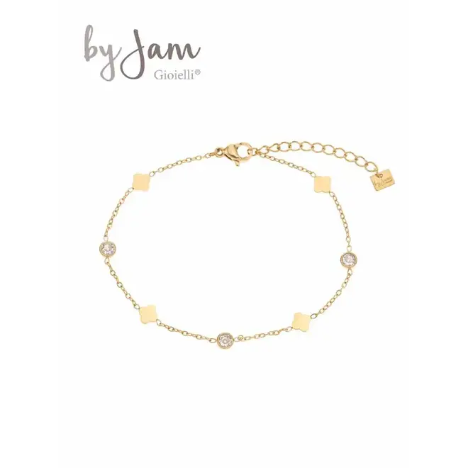 By Jam Armband met klavers en steentjes