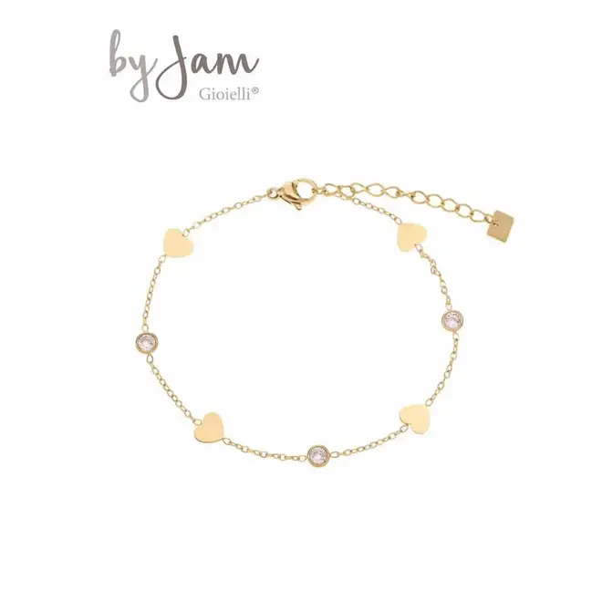 By Ja Armband met steentjes en hartjes