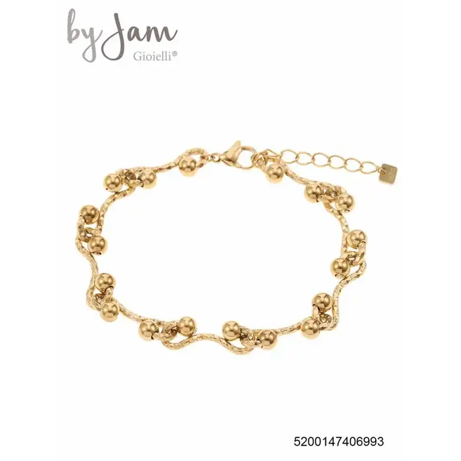 By Jam armband met gehamerde schakels en bolletjes