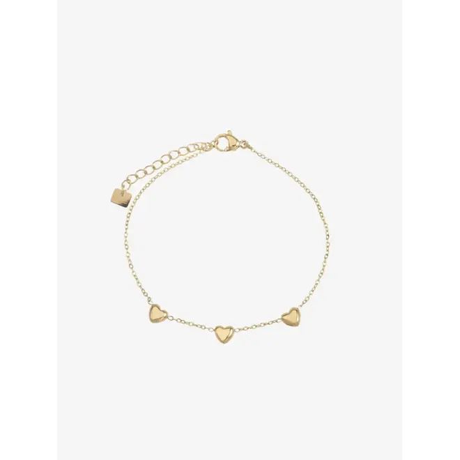 By Jam armband met triple solid hartjes