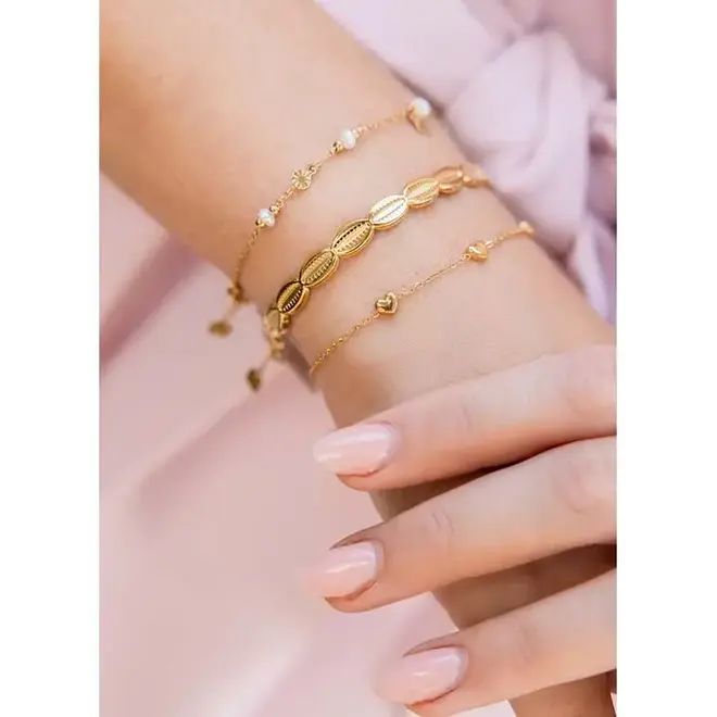 By Jam armband met triple solid hartjes