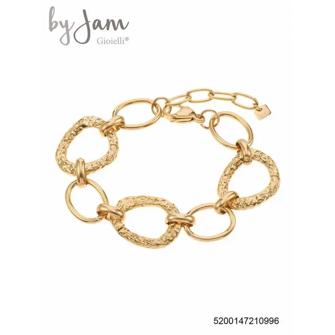 By Jam Armband met gehamerde details en grove schakels