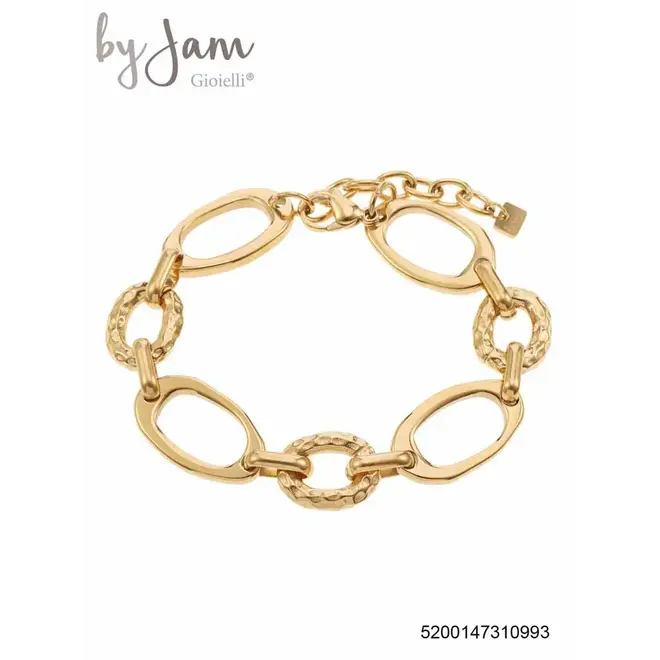 By Jam Armband met gehamerde grove schakels