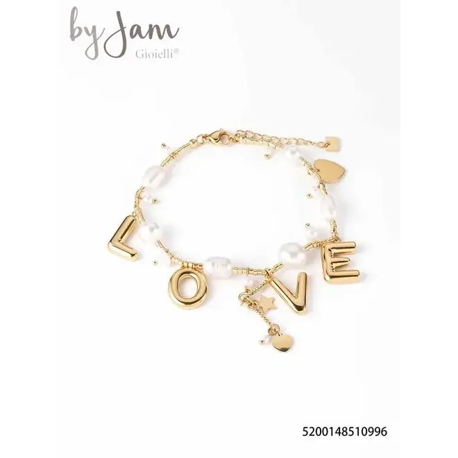 By Jam Armband LOVE met parels