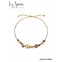 By Jam Armband koord met grijze kralen