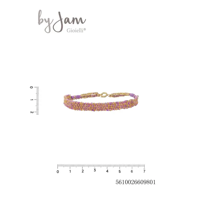 By Jam armband Stainless steel touw paars