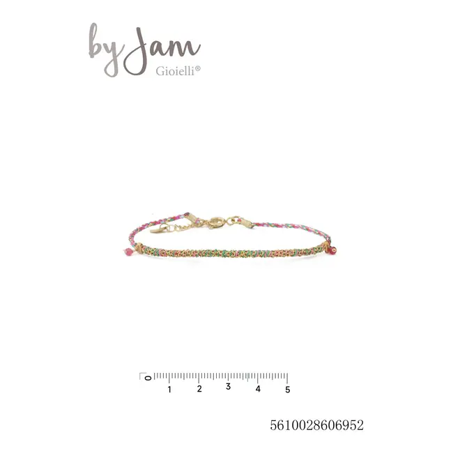 By Jam armband goud en multicolor draad