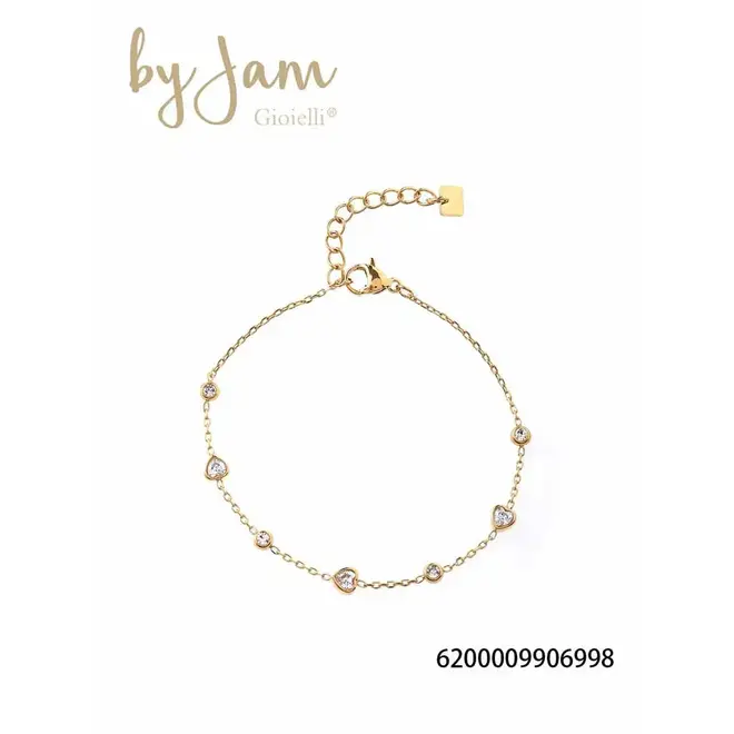 By Jam armband met hartjes en steentjes