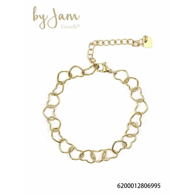 By Jam armband met medium hartjes schakels
