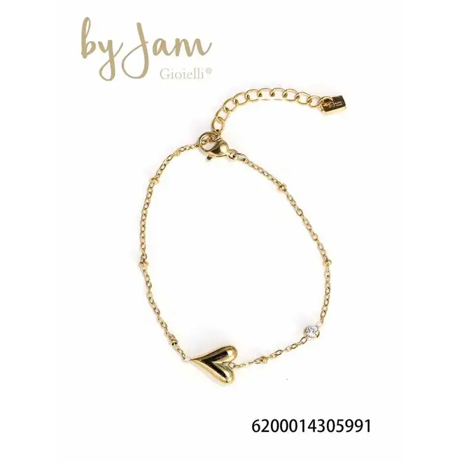 By Jam armband met hart en strass