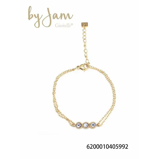 By Jam armband met drie stras stenen