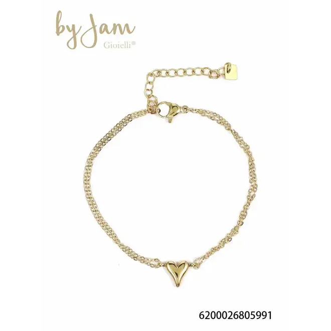 By Jam dubbele armband met hart