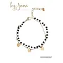 By Jam dubbele armband met zwarte kralen en hartjes