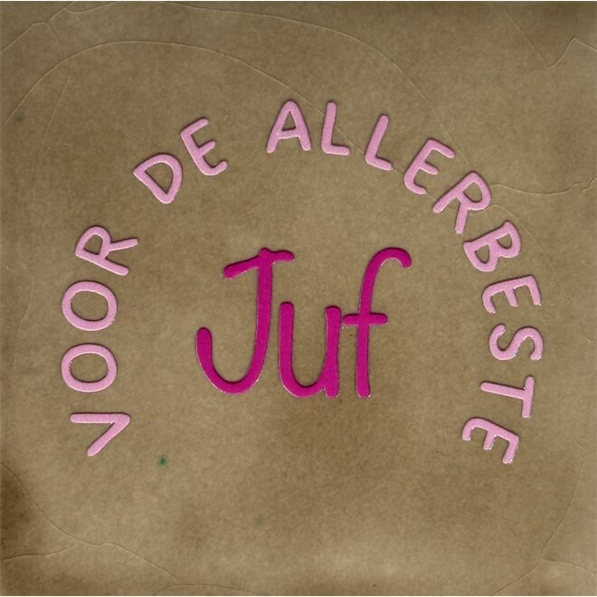 Tegel Voor de allerbeste juf taupe/warmroze(knalroze)