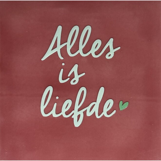 Tegel alles is liefde nieuw roze/lichtgroen(mint)