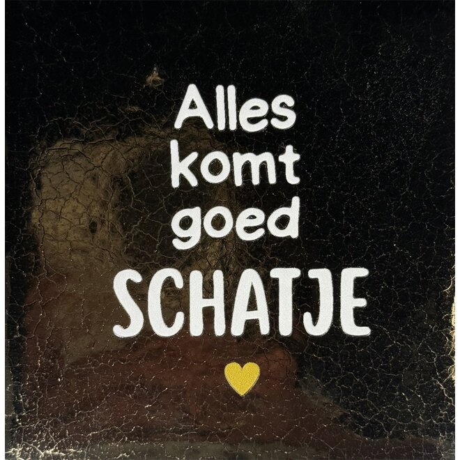Tegel alles komt goed schatje nieuw goud/creme(goud)