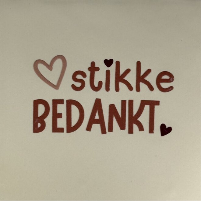 Tegel hartstikke bedankt creme/taupe(nude roze-cherry)