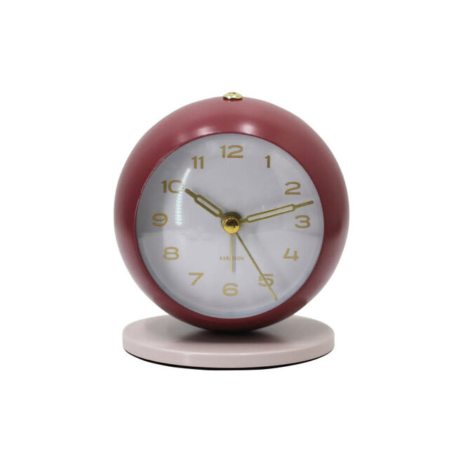 Alarm Clock Reina burgundy red/ warm grey